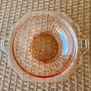Art Glass Pink Depression Serving Bowl with Handles